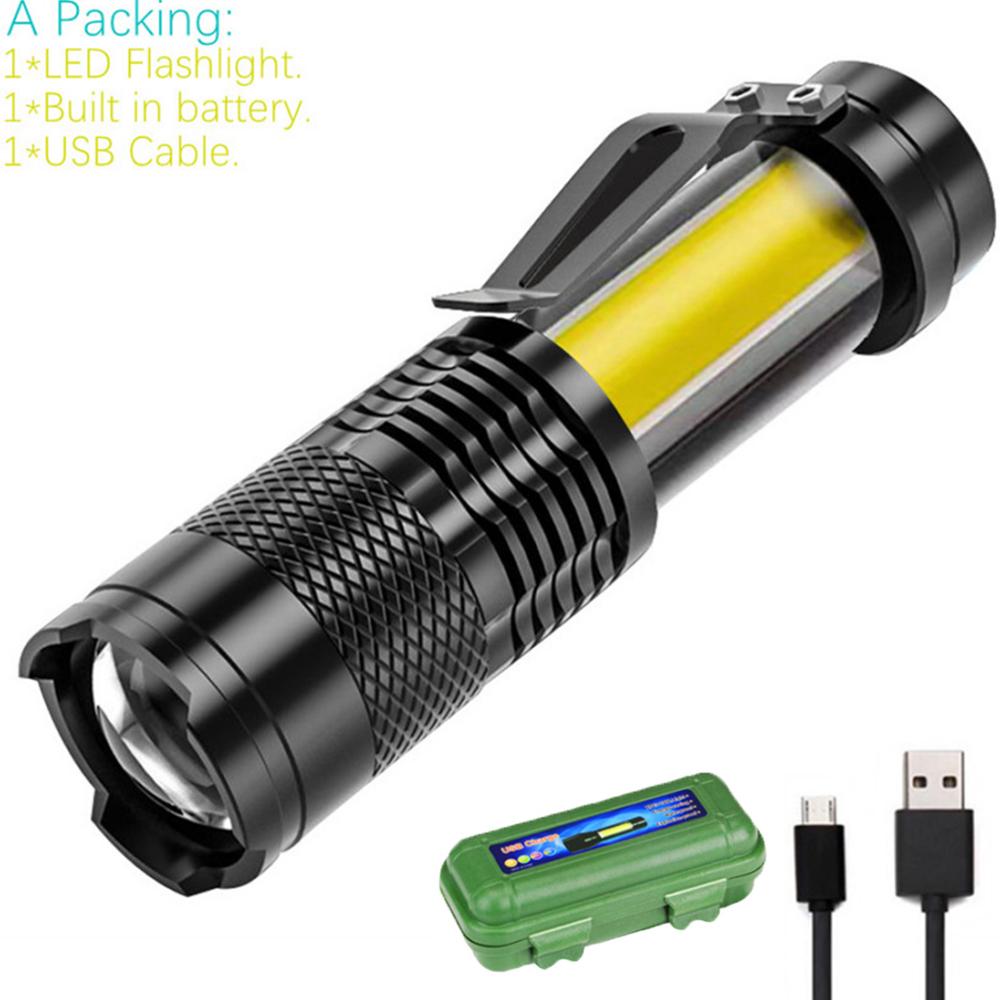 Мини-фонарик светодиодный перезаряжаемый портативный USB-зарядка высокой мощности для кемпинга водонепроницаемый с большим радиусом действия с клипсой для ручки