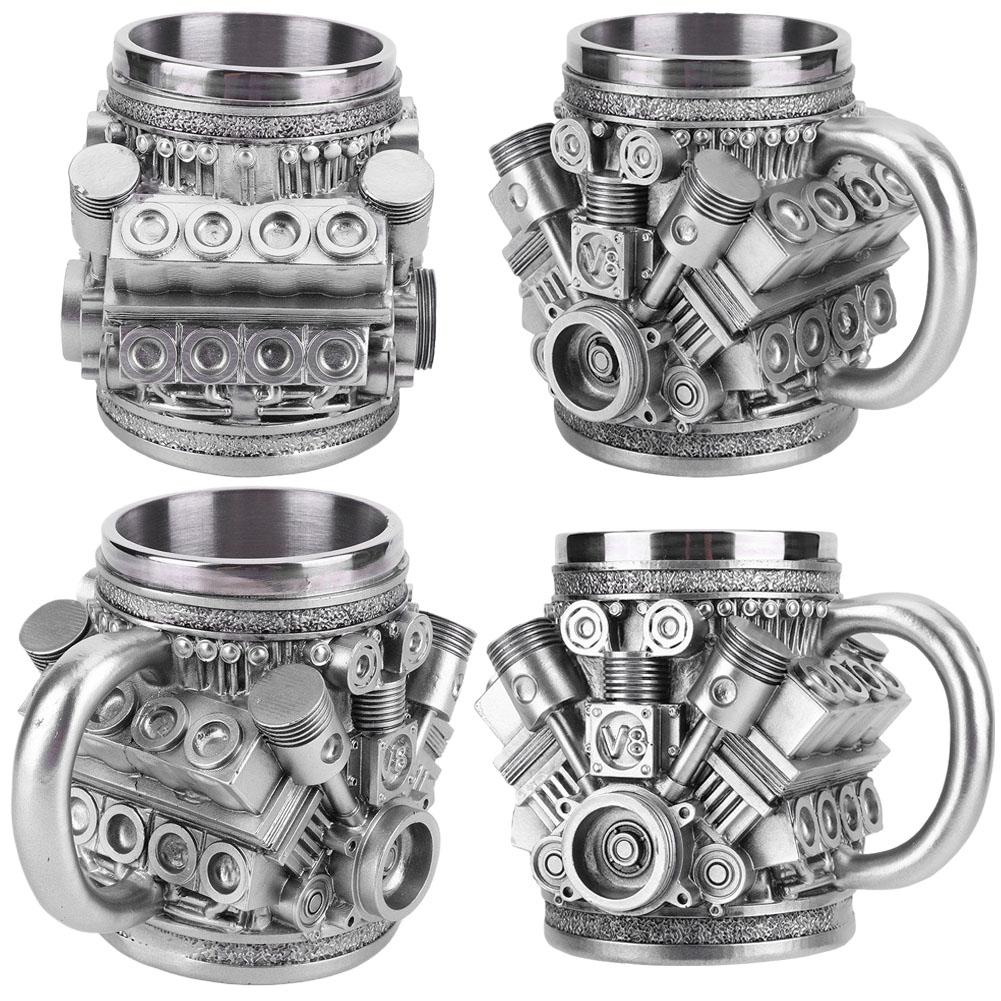 Engines Coffee Mug Stainless Steel Mug Resin Personalized 3D Engines Mug 15oz Water Cup for Boyfriend Or Dad Gift