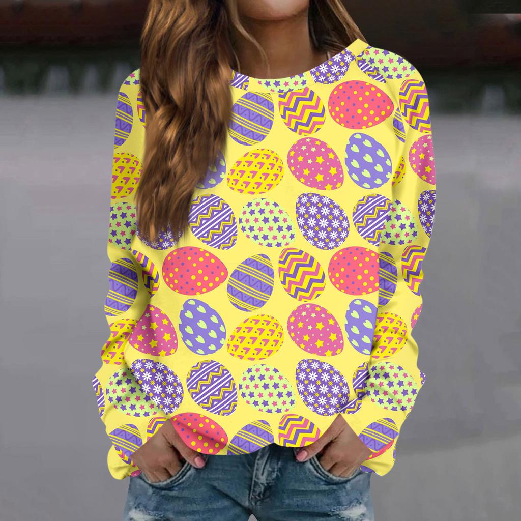 Women's Fashion Casual Long Sleeve Printed Round Neck Sweatshirt Top
