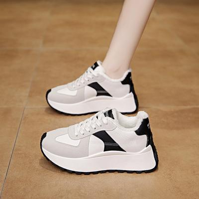 Новая универсальная повседневная обувь осень и зима платформа женская обувь кеды увеличивающие рост повседневная кожаная спортивная обувь студент