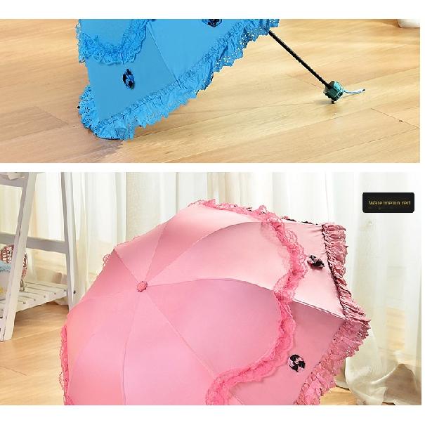 Солнцезащитный кружевной зонтик от дождя, женский солнцезащитный крем, корейский тройной складной зонт, УФ-прозрачный ветрозащитный зонт принцессы, украшение, омбрелло, подарок