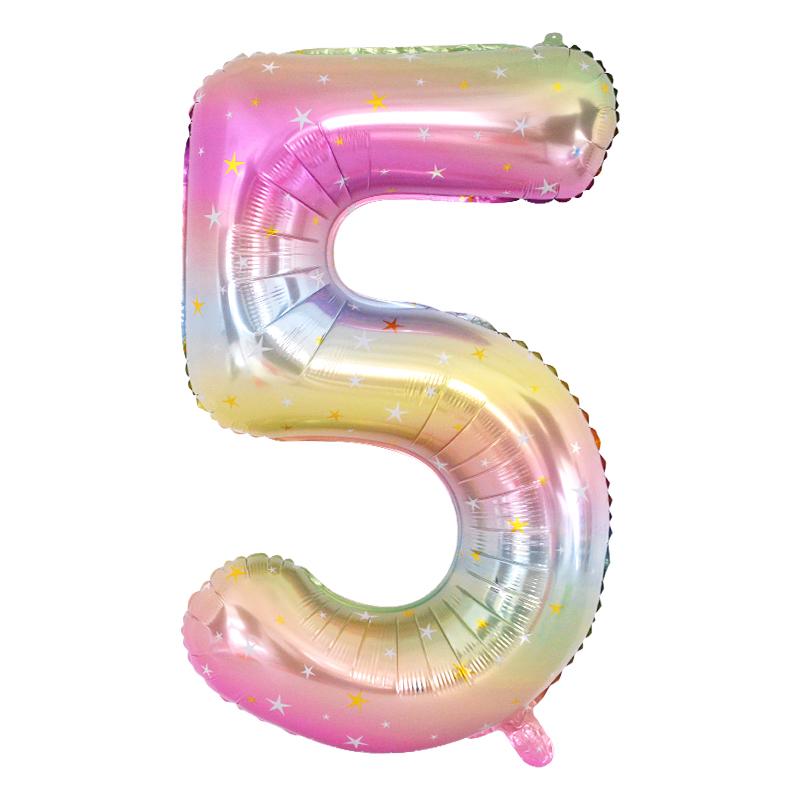 40-дюймовый радужный фольгированный воздушный шар с цифрами 0-9, тема единорога, день рождения, воздушный шар для детей, первый день рождения, украшение для детского душа