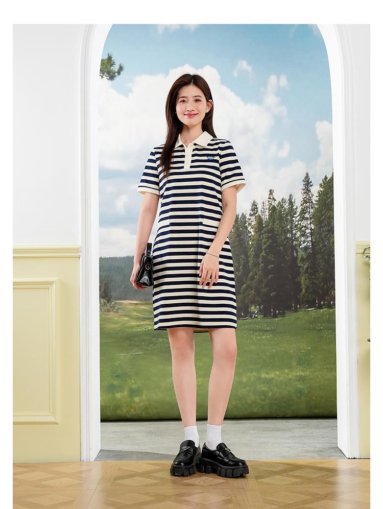[Same as in the mall] Lagogo Lago Valley new style temperament striped lapel comfortable elastic skirt for children