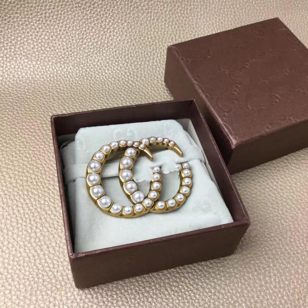 Винтажная Брошь с Жемчугом и Двойным G - Классический Женский Стиль 2025