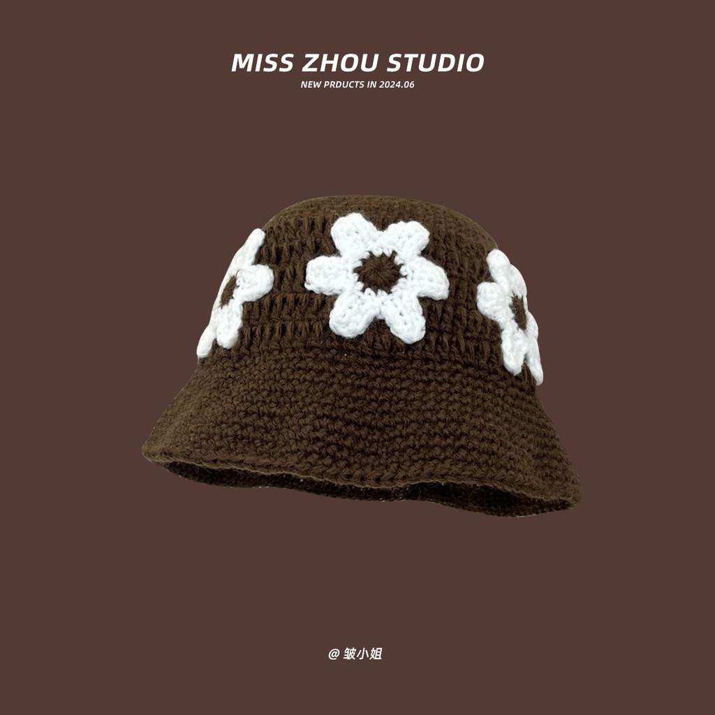 Винтажная очаровательная вязаная панама с цветочным узором для женщин, идеально подходящая для уютных осенних и зимних дней