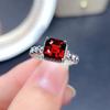 Colorful Square Ruby Simulated Open Ring for Women