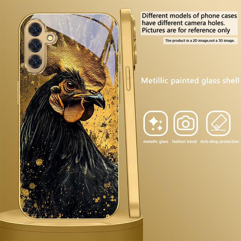 Смелый Золотой Петух Для Samsung A 31 32 A33 A34 35 14 A15 13 A16 25 26 50 52 53 54 55 56 70 71 72 73 Золотой стеклянный чехол для телефона