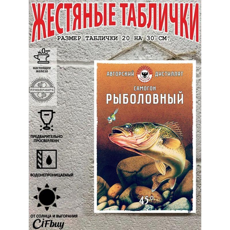 Винтажная металлическая табличка для рыбалки 20x30см Декор из жестяной пластины