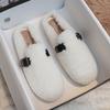 Fashion Luxury Furry Lambswool Slippers Woman Cover Toe Mules Shoes Winter Slip On Sliders House Pantuflas Mujer Curly Wool Fur Loafers