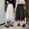 Летняя женская сетчатая юбка-пачка неправильной формы, длинная юбка-миди для вечеринки, корейская модная женская эластичная фатиновая юбка с высокой талией