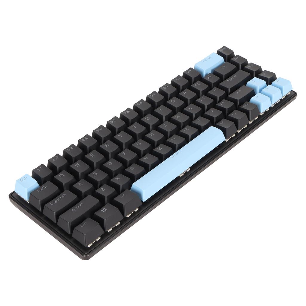 Игровая клавиатура USB 68 клавиш Синие переключатели N-key rollover 10 режимов RGB-подсветки Проводная клавиатура для настольного ПК, ноутбука Черный Синий