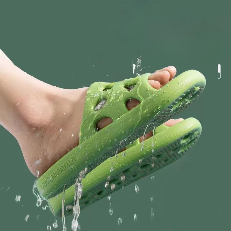 Fashion Green Bedroom Woman Slippers Open Toe Bathroom Shoes for Women Sandals Slides Small Size Chic and Elegant Casual Korea Style Eva