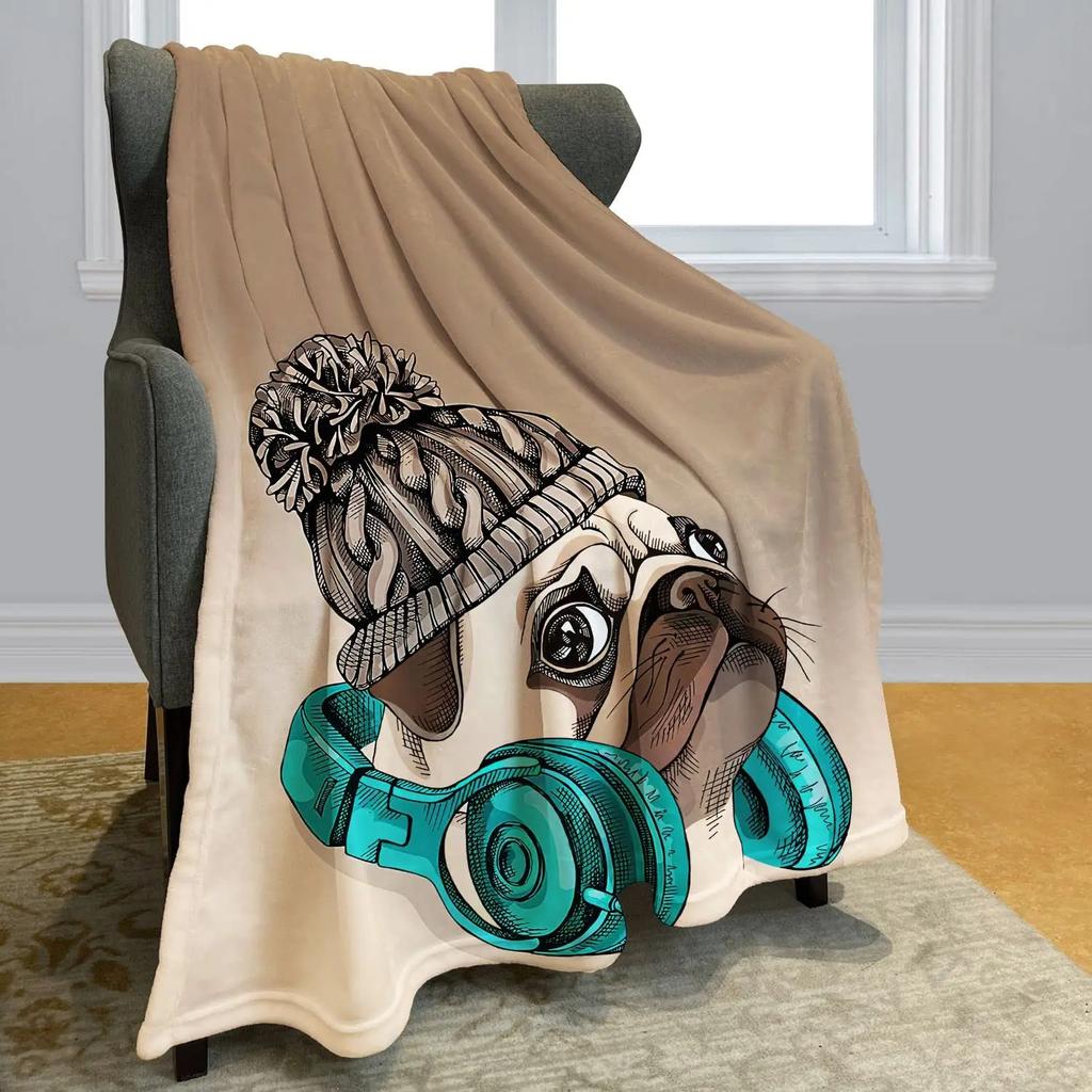 Pug flannel blanket super soft blanket suitable for sofa sheets bedspreads direct supply