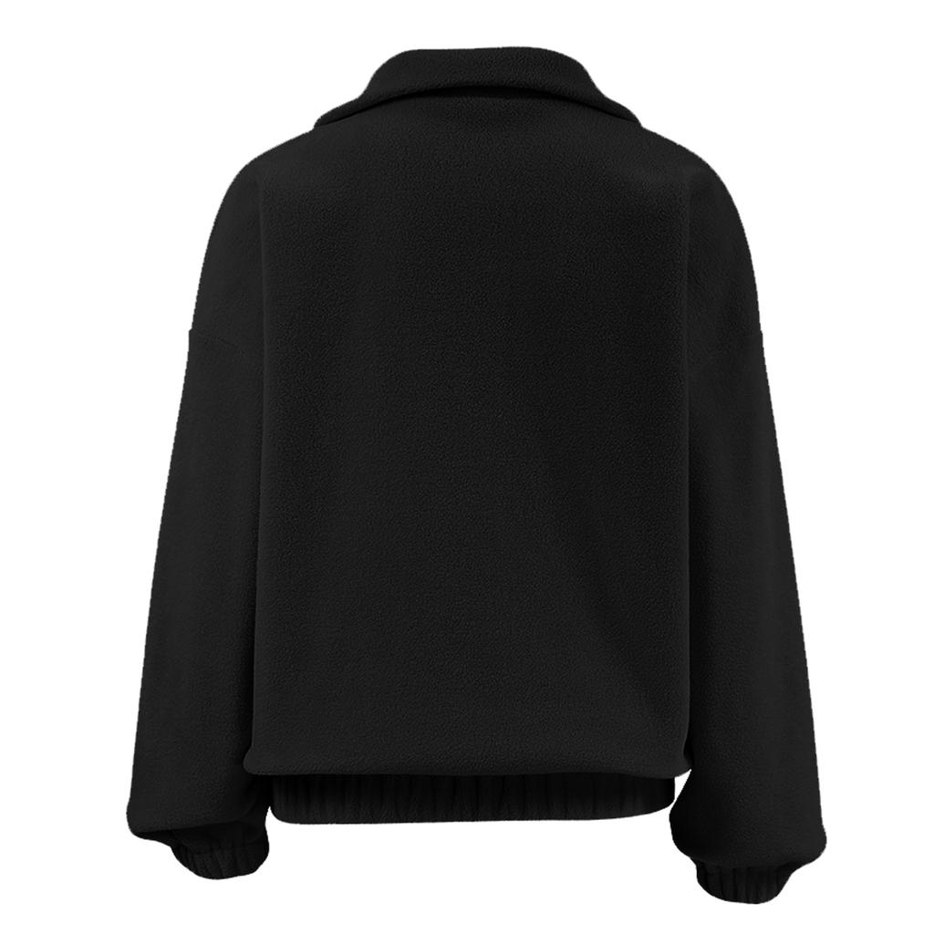 Женский модный и повседневный флисовый топ с длинным рукавом однотонной расцветки