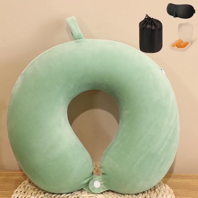 Пена с эффектом памяти U-образные подушки для шеи, подушка для путешествий, шейная подушка, мягкий бархат, защита для шеи, подушка для сна в самолете, постельные принадлежности для здравоохранения
