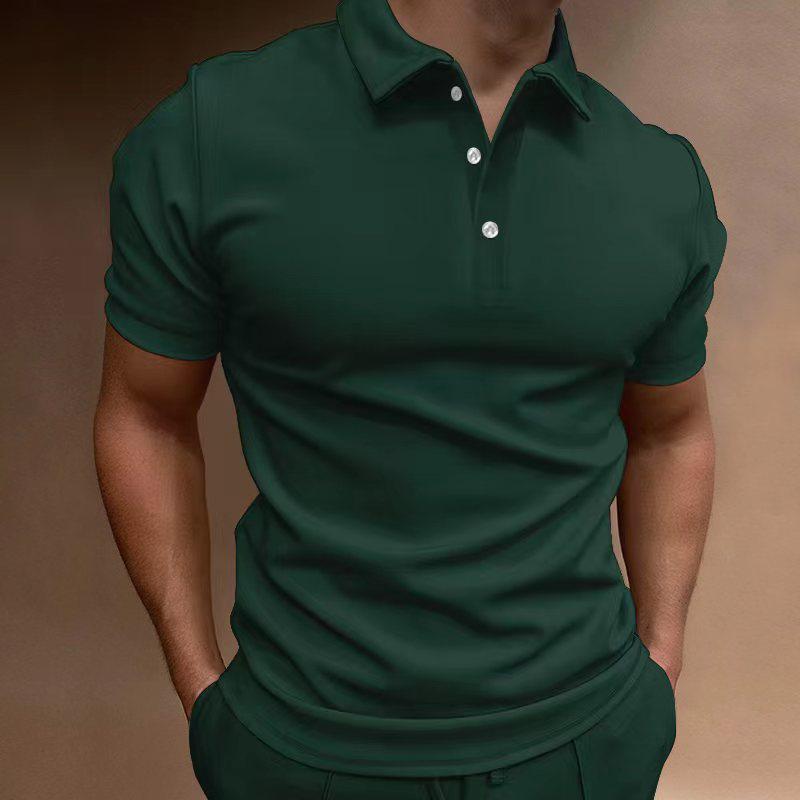 2025 Summer European & American Men's Polo Short-Sleeve Button Shirt