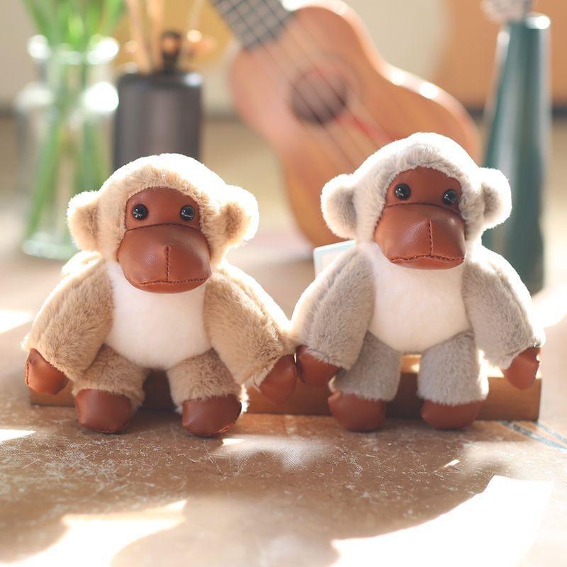 Adorable Plush Monkey Keychain Soft Stuffed Animal Doll Cuddly Keyring Accessory