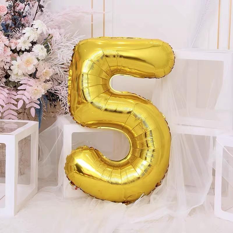 32-Inch Golden Digital Balloon Photo Boys And Girls Children Birthday Baby Party Scene Decoration