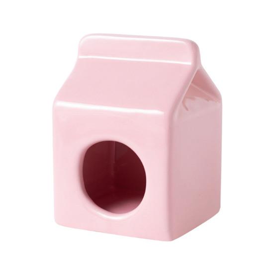 Summer Ceramic Hamster Hideout, Milk Carton Shaped Small Animals House, Gerbil Mice Guinea Pig Dwarf Hamster Habitat Cave Bed