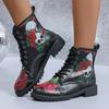 Street Fashion Graffiti Goth Women's Shoes Autumn and Winter High Top Women's Boots Thick Sole Anti-Slip Motorcycle Boots