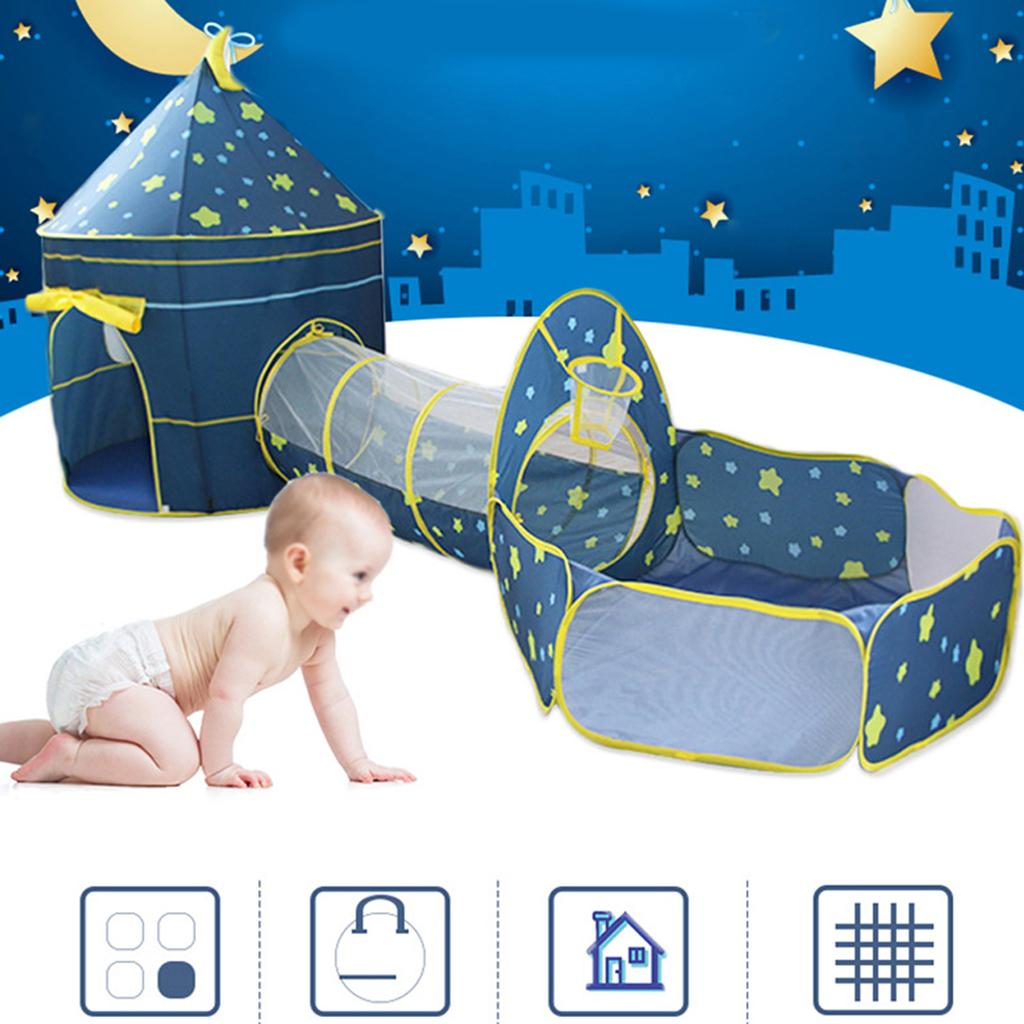 3?In?1 Children Tent Ball Pool Crawling Tunnel Starry Sky Baby Kid Playing Tent House