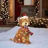 Christmas Dog Decoration Lifelike Plush LED Light Ornament Outdoor Festive Holiday Decor
