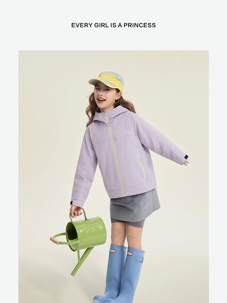 Girls' Color-Blocked Zipper Casual Coat