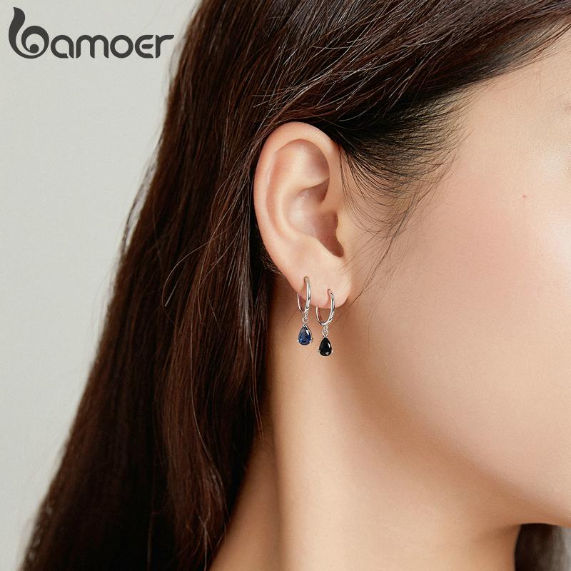 BAMOER 925 Sterling Silver Hypoallergenic Water Drop Ear Buckles for Women Delicate Jewelry