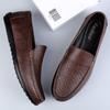 Мужская повседневная обувь из натуральной кожи, дышащие мужские мокасины, дышащие туфли для вождения без застежек, мужская деловая обувь ручной работы