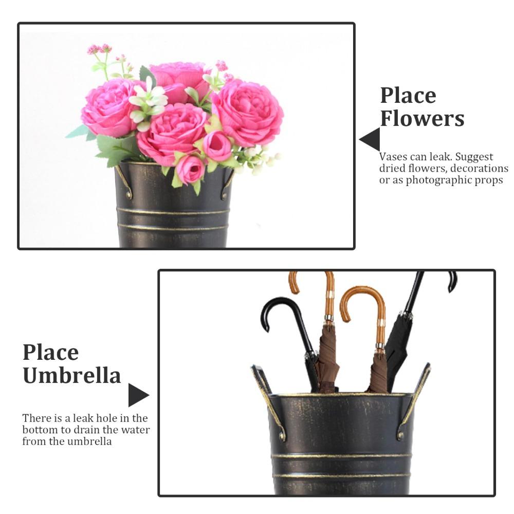 Pastoral Style Flower Arranging Bucket Metal Umbrella Rack New Iron Vase  Office