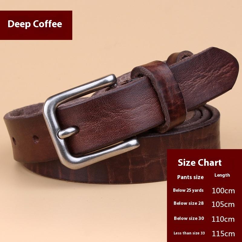 Винтажный кожаный ремень Натуральная кожа Джинсовый Верхний слой Коровья кожа Женский ремень Корейский стиль Повседневный Тонкий Ремень с пряжкой
