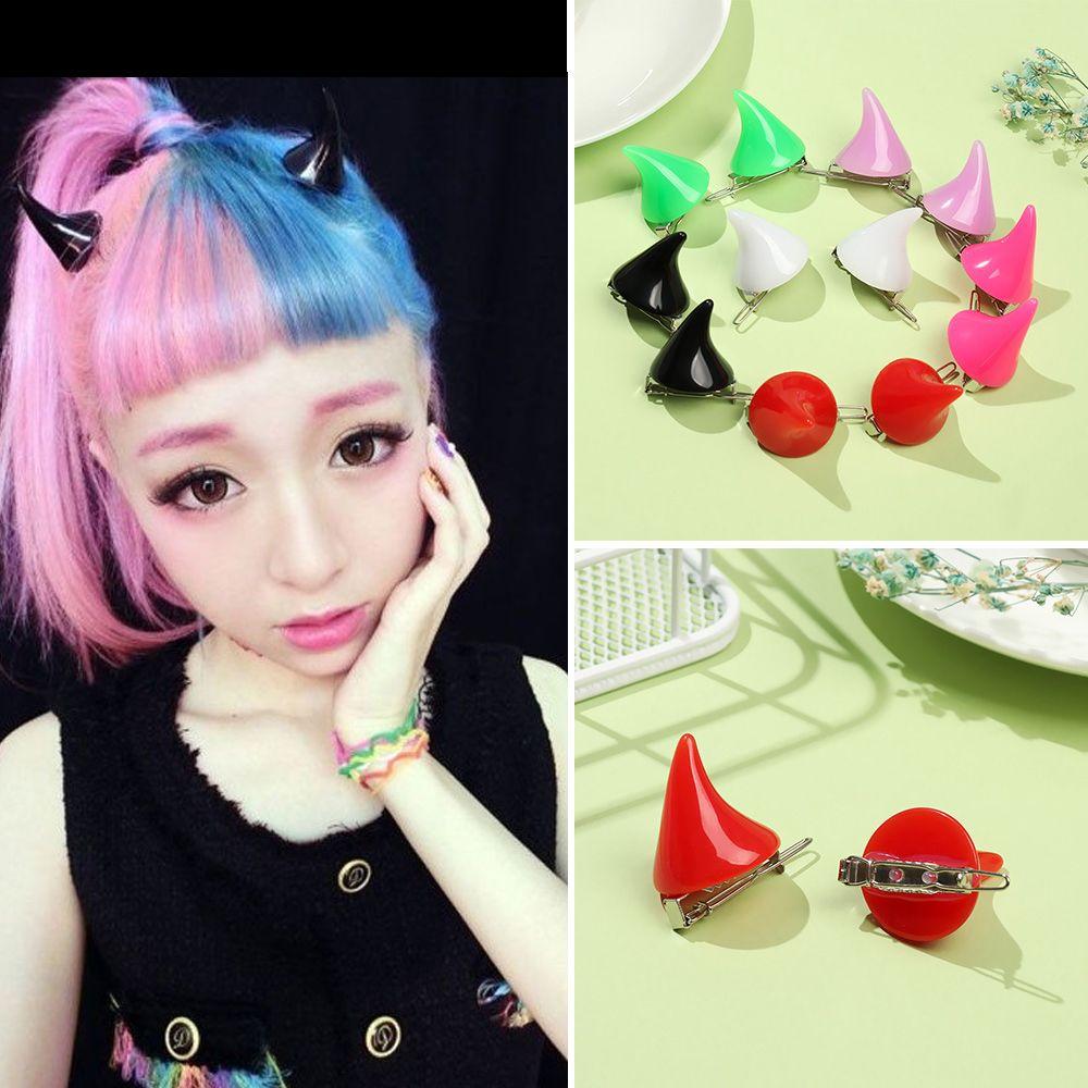 1 Pair Girls Women Gothic Halloween Horn Hair Clips Small Demon Costume Pin OX Horn Hairpins