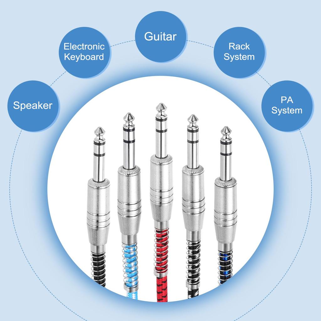 Uxcell Guitar Instrument Cable, 20 Feet 14" To 14" Straight Electric Guitar Jack Cable Wire for Guitar and Bass, Black