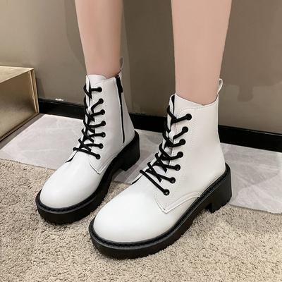 Модные европейские и американские минималистичные короткие ботинки 2024 осень новая британский стиль однотонные дышащие повседневные женские ботинки кроссовки