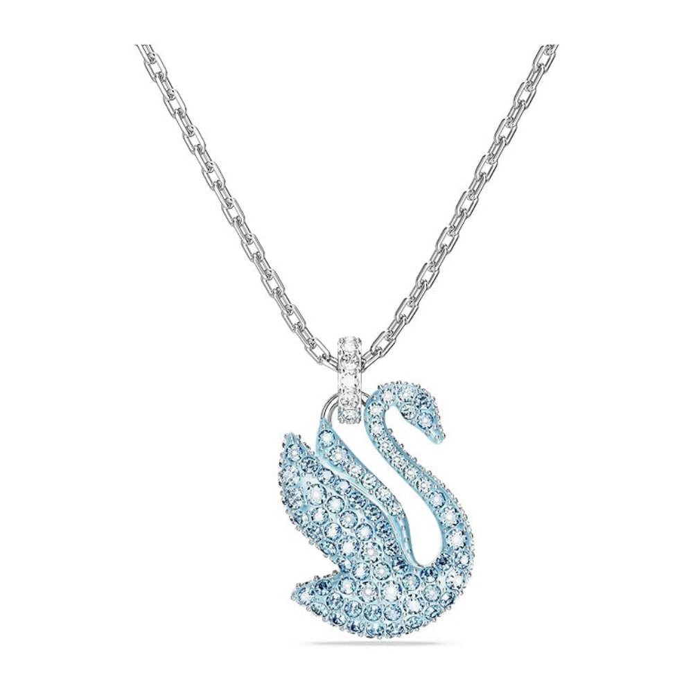 Swarovski Подвеска-колье с мотивом лебедя с родиевым покрытием, синими паве и прозрачными камнями 5660594
