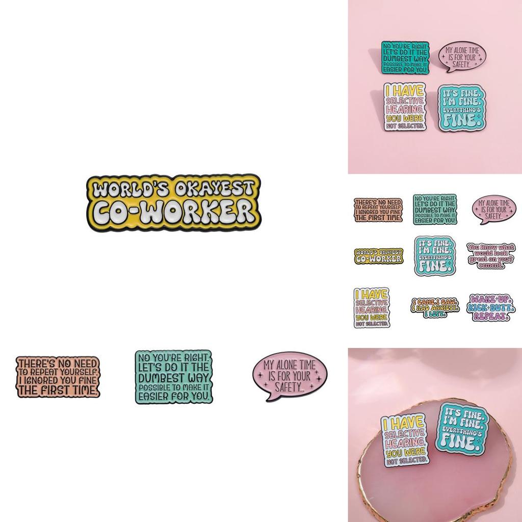 Colorful Creative Inspirational Letter Brooch Geometric Design For Fashion Accessories