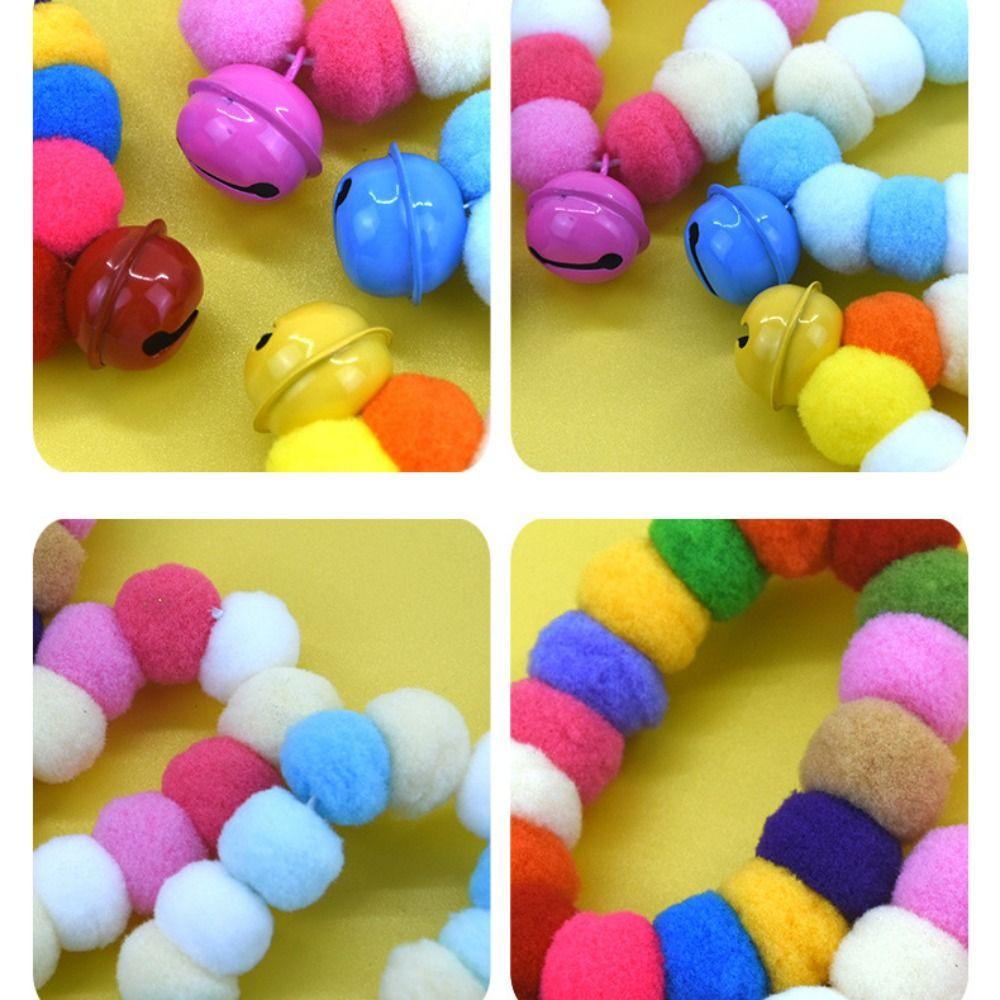 Удобные ошейники с помпоном против потери для померанского шпица, мягкий кошачий меховой шарик с колокольчиком, ошейник для питомца