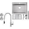 Кухонная мойка на столешнице 60x45 см, слив + матовый кухонный смеситель