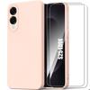 Protective Case - BOOLING - for Samsung Galaxy S25 Edge - Silicone - Anti-Scratch - Pink - with 2 Tempered Glasses