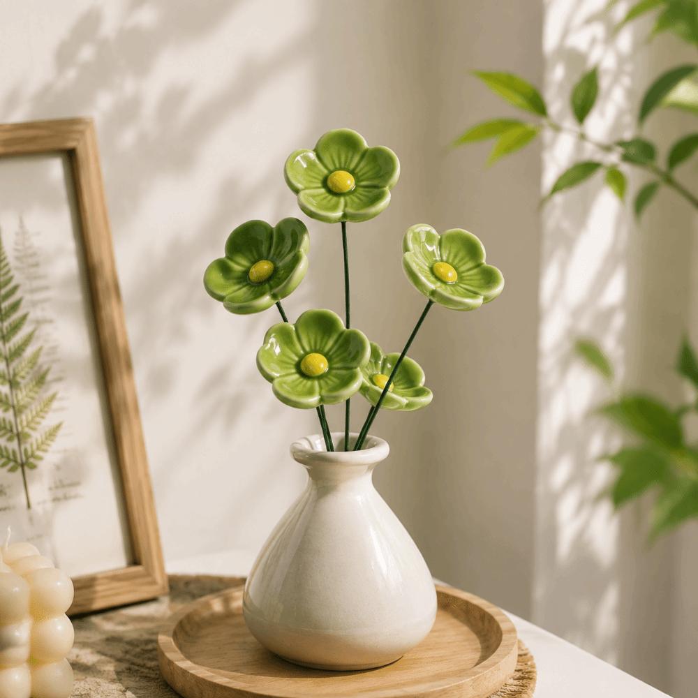 3pcs Colorful Bee Butterfly Water Dispenser Ceramic Bee Watering Station Artificial Flower Office