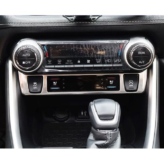For Toyota RAV4 2019-2025 Silver Steel Center Console Heated Seat Button Frame