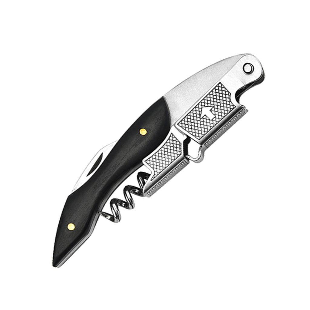 Профессиональный штопор для официантов, винный ключ с эргономичной деревянной ручкой, открывалка для пивных бутылок и резак для фольги