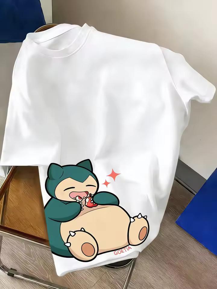 Pokémon Anime Snorlax Printed T-shirt Men's and Women's T-shirt T-shirt 2026 Summer Tee Streetwear Casual Y2K Tops