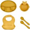 Meal Pack - THERMOBABY - Silicone - Honey Yellow - Plate, Bowl, Bib and Spoons