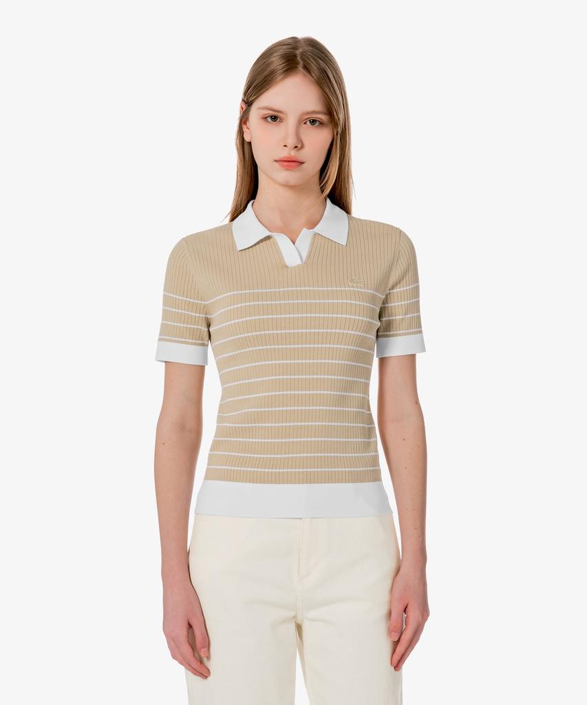 LACOSTE Women'S Textured Striped Polo Sweater Af230E-56G 02S