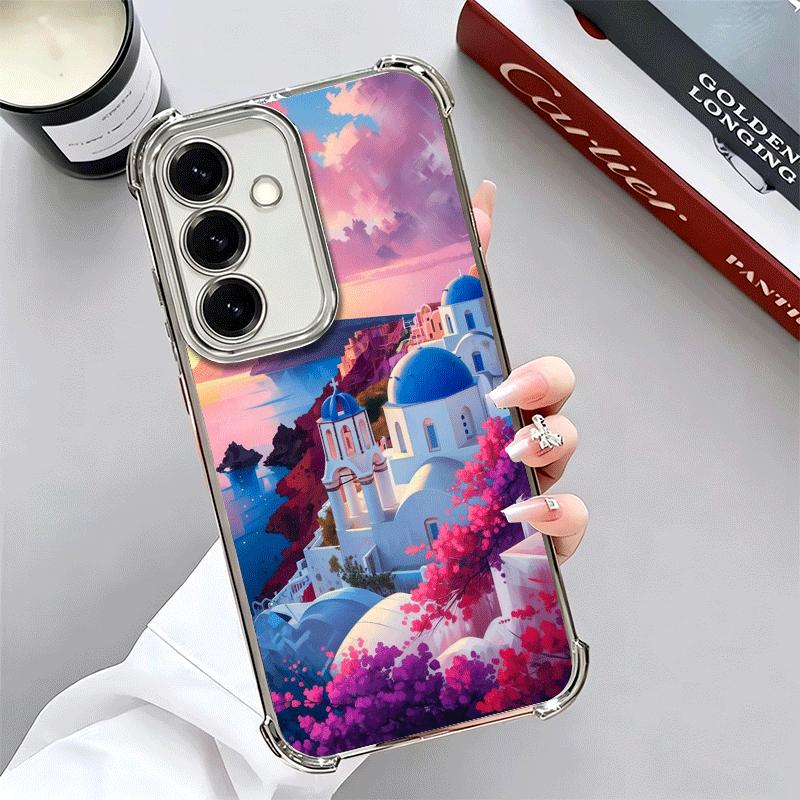 Санторини Греция Лето Мягкий Чехол Для Телефона Для Samsung A17 A27 A07 A37 A57 A16 A56 A15 A55 A14 A54 A13 A53 A26 A36 A25 A35 A24 A34