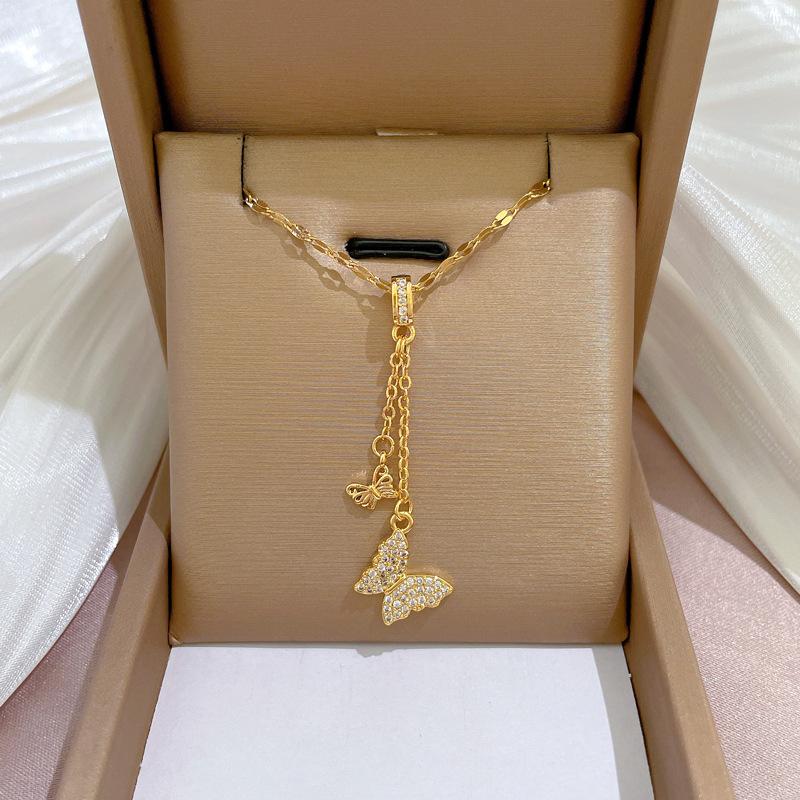 Геометрические Популярные Элементы Роскошное Банкетное Свадебное Ожерелье Женская Универсальная Цепочка на Ключицу Титановая Сталь