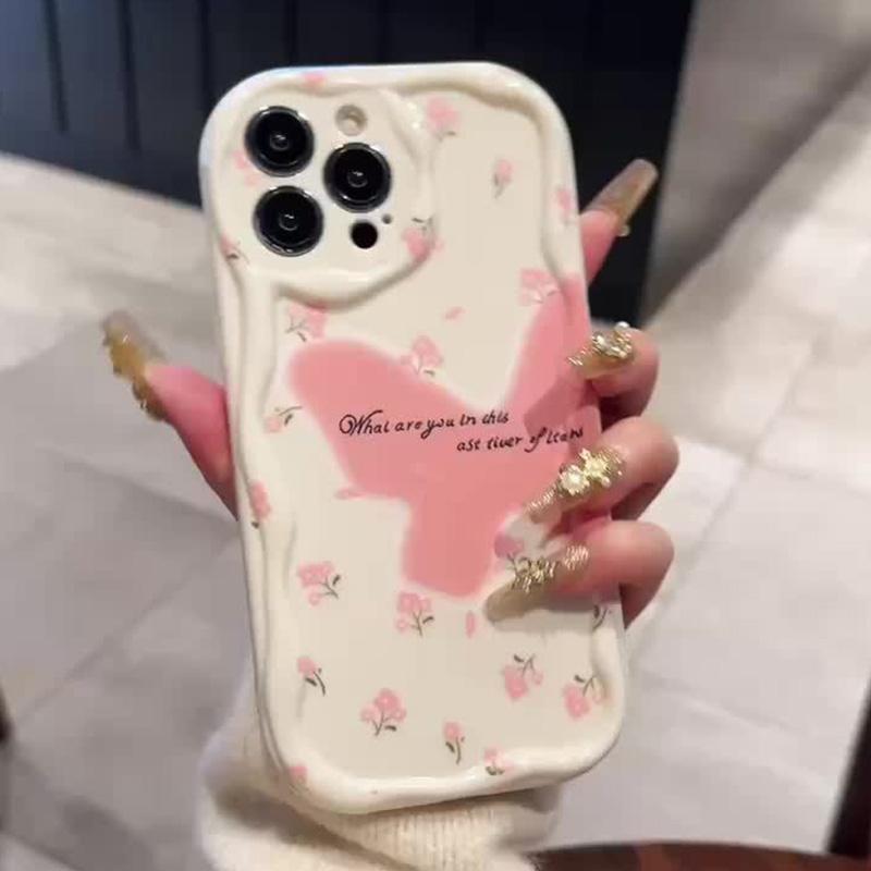 Butterfly Painting Wave Case for iPhone 16 E 15 Pro Max 14 13 12 Mini 11 Pro Max XS X 8 7 Plus Silicone Shockproof Covers Funda