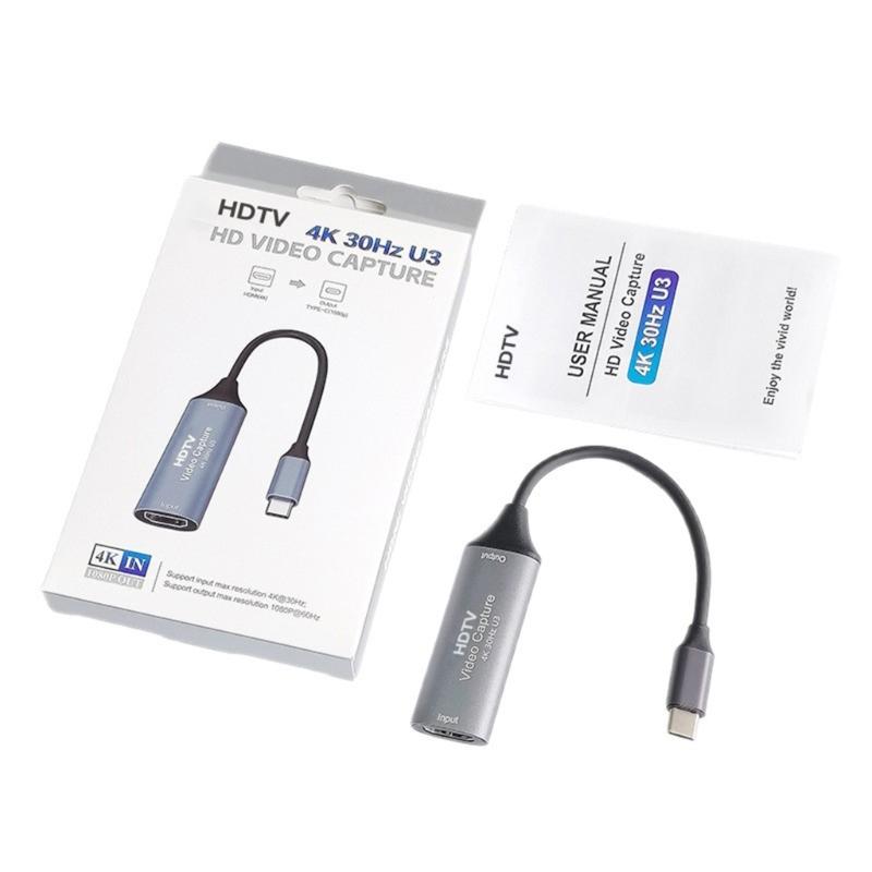Карта захвата видео для игр Type C+USB на HDTV 4K 30 Гц 1080P 60 Гц Регистратор Видеокамера для видеоигр Конвертер с низкой задержкой
