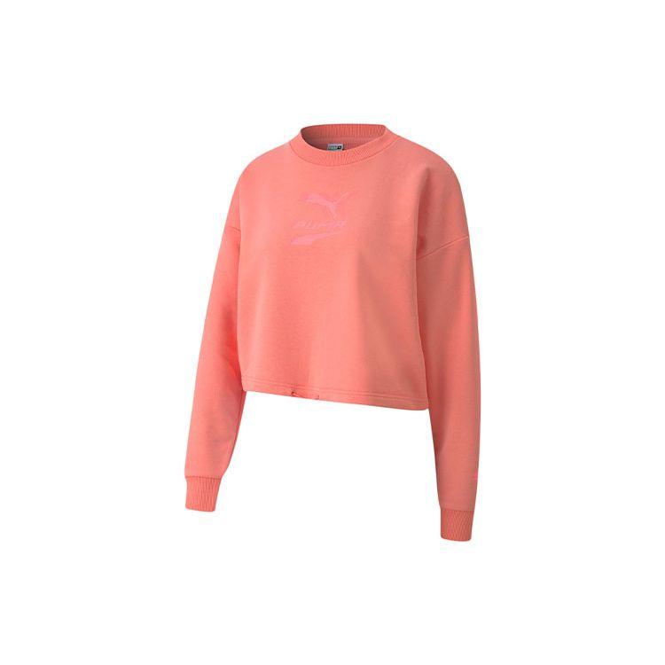 Puma Evide Logo Crop Sweatshirt Women Tops Salmon 599174-27